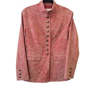 Doncaster rose colored Floral Print Jacket "brass" buttons Size 14 cottagecore